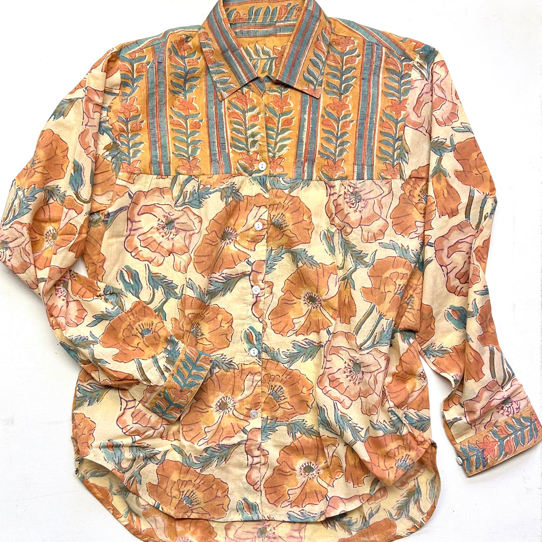 Retro Print Cotton Shirt